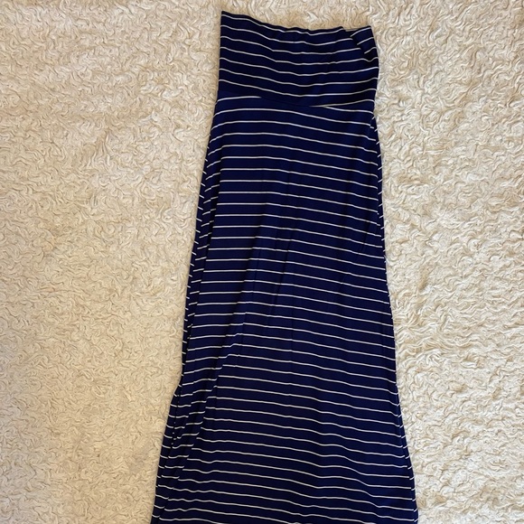 Mono B Navy & White Stretch Maxi Skirt Size Small - Picture 3 of 7